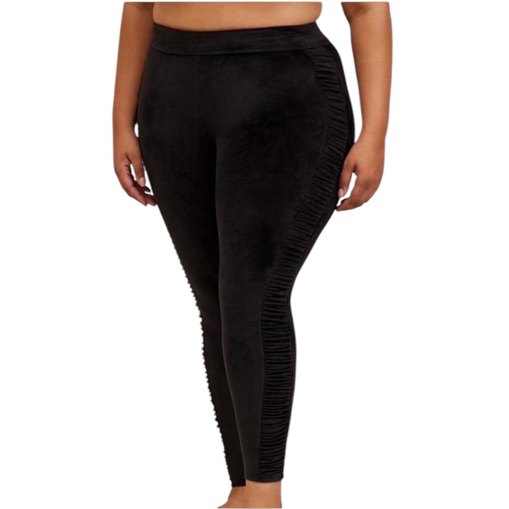 TORRID VELOUR VELVET BLACK SIDE RUFFLE PULLON JOGGERS PANTS